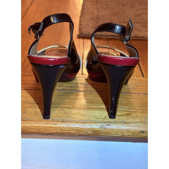 Bandolino Black, Tan And Red High Heels open toe Size 6M - Picture 5 of 7